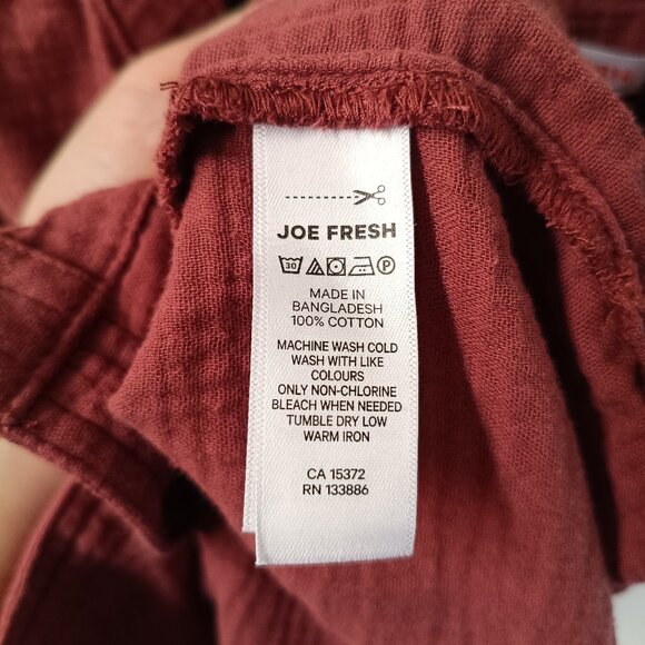 Joe Fresh Cotton Gauze Long Sleeve V Neck Button Shirt, Woman Small - Picture 4 of 8